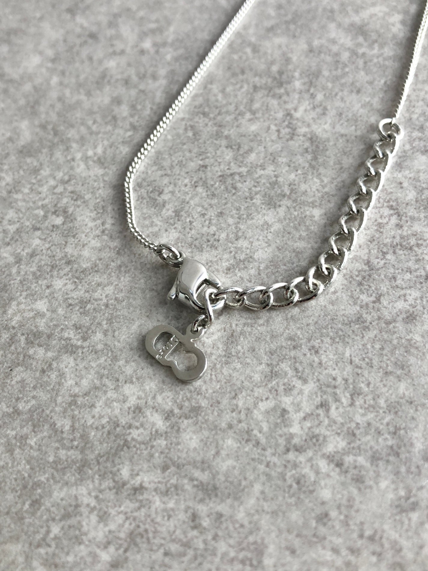 Christian Dior Logo Motif Necklace Silver Vintage g857nc