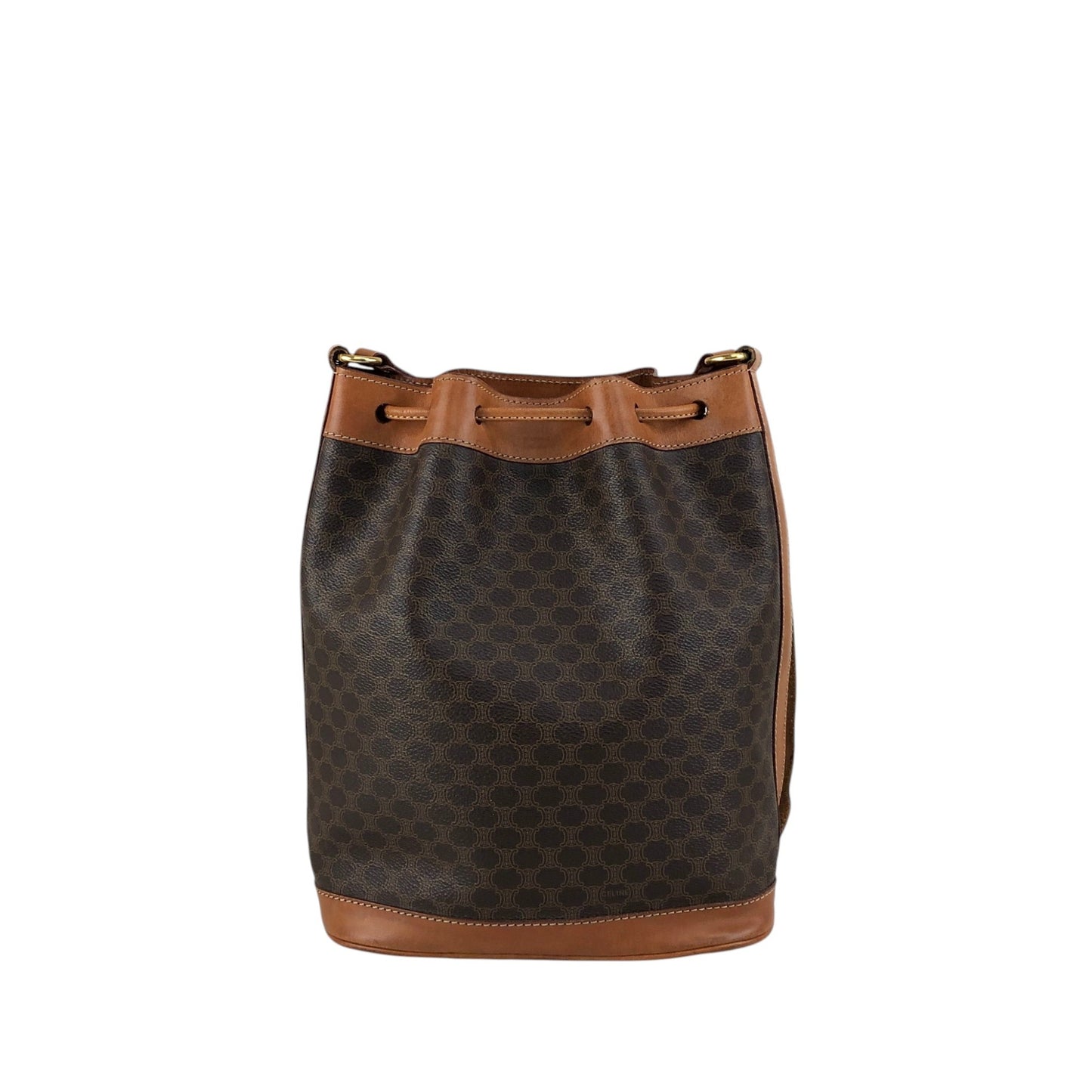 CELINE Macadam Blason Drawstring Shoulder bag Brown Vintage s6mkjn