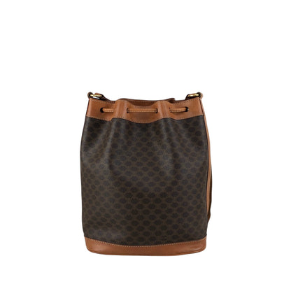 CELINE Macadam Blason Drawstring Shoulder bag Brown Vintage s6mkjn