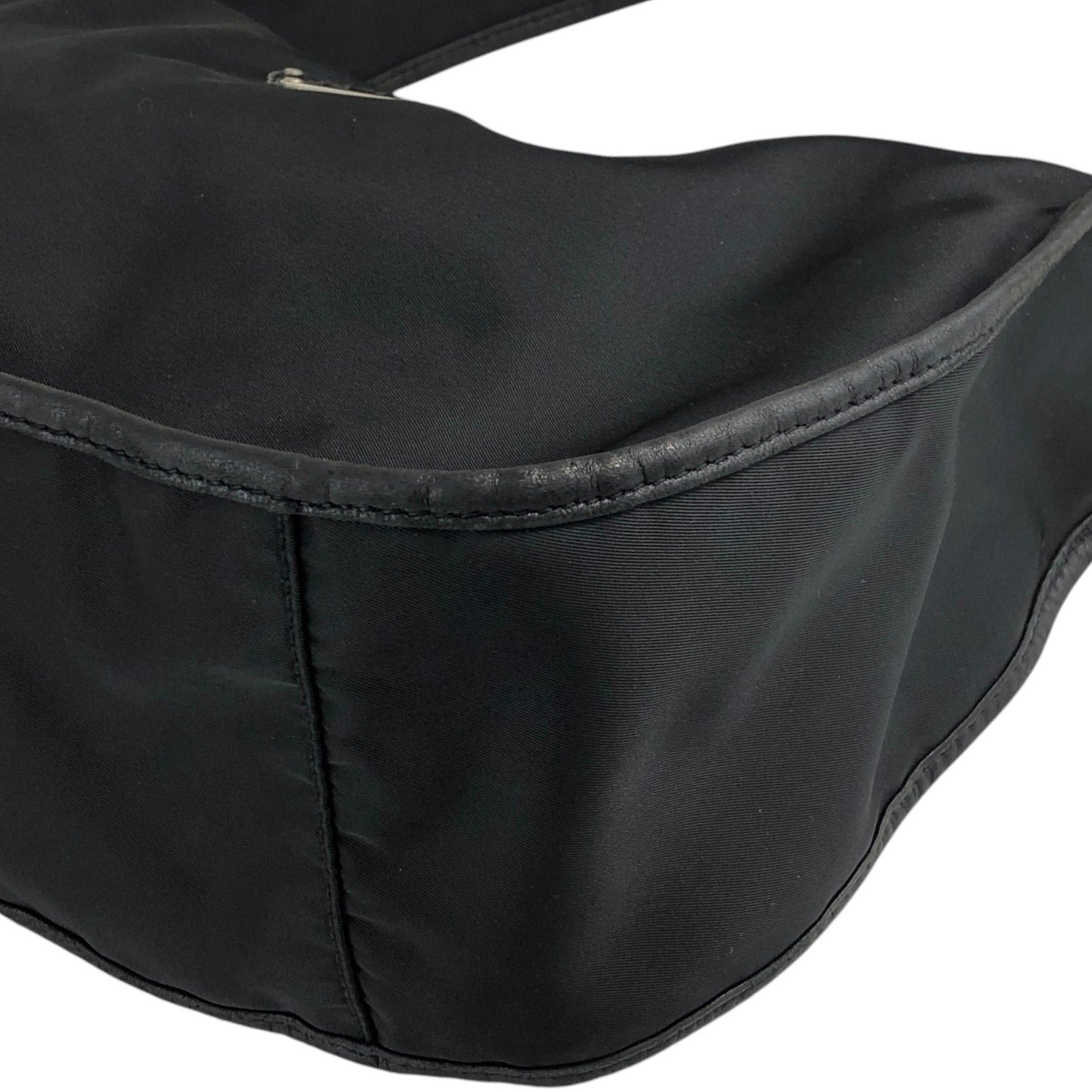 PRADA Triangle Logo Shoulder bag Hobobag Black Vintage yctb4y