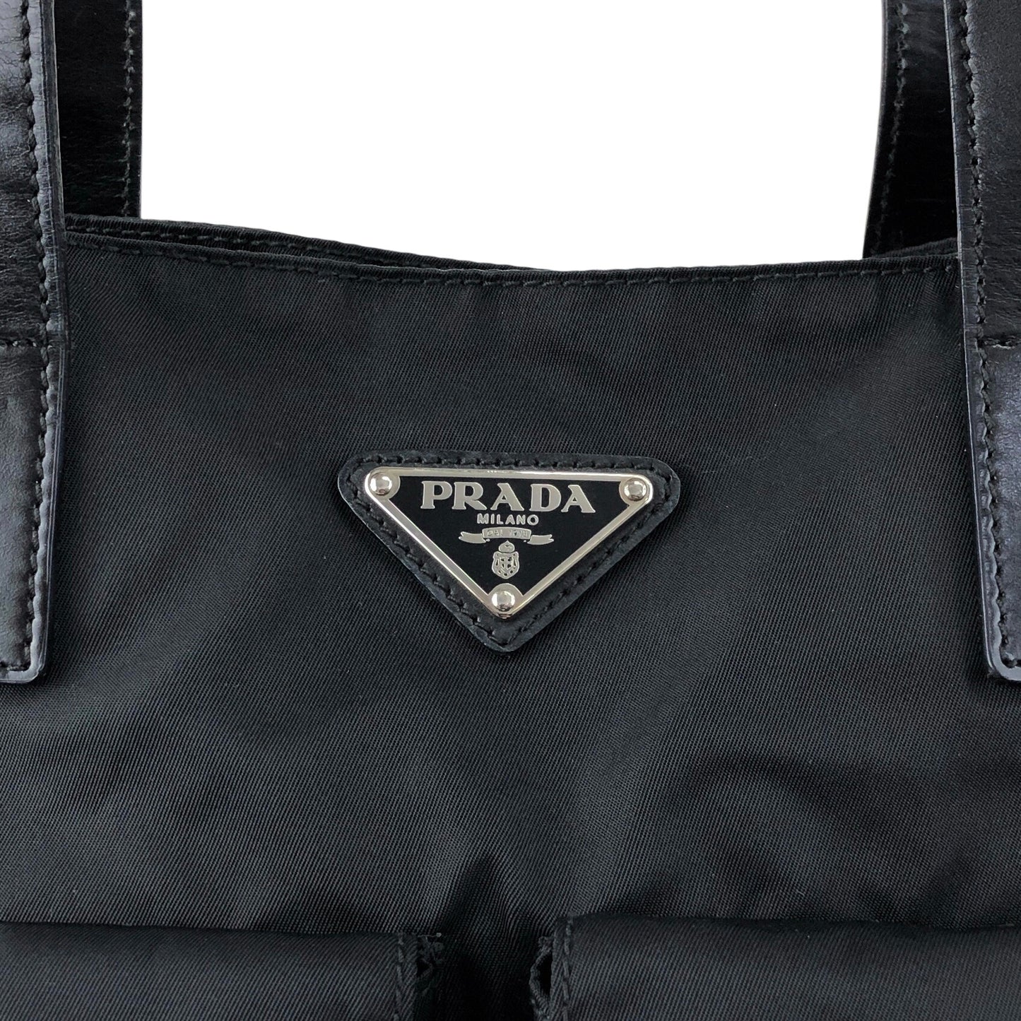 PRADA Triangle Logo Front Buckle  Totebag Black Vintage 7sstfx