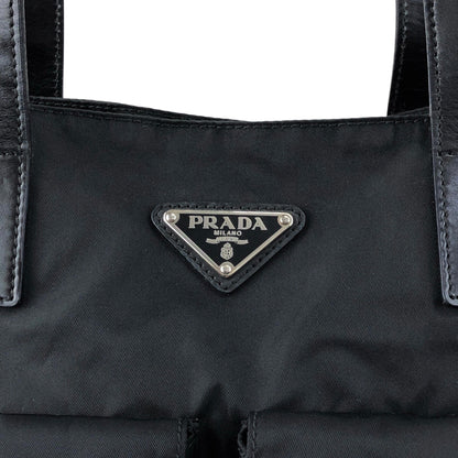 PRADA Triangle Logo Front Buckle  Totebag Black Vintage 7sstfx