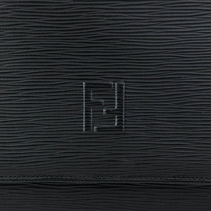 FENDI Logo Embossed Small Handbag Black Vintage h4nbvt