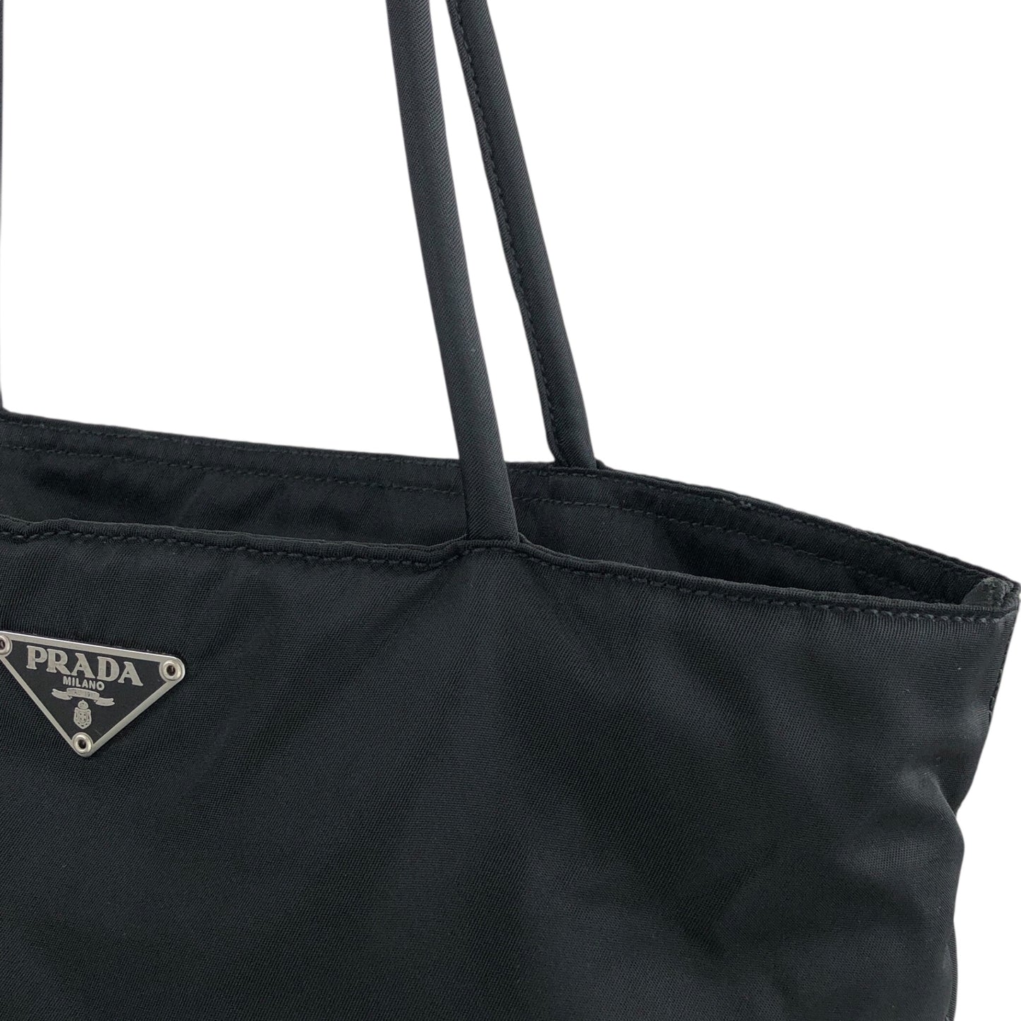 PRADA Tessuto Triangle Logo Totebag Black Vintage jztkxu
