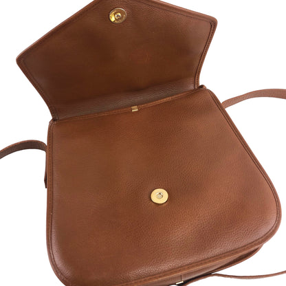 Yves Saint Laurent YSL Logo Leather Shoulder bag Brown Vintage agjzhw