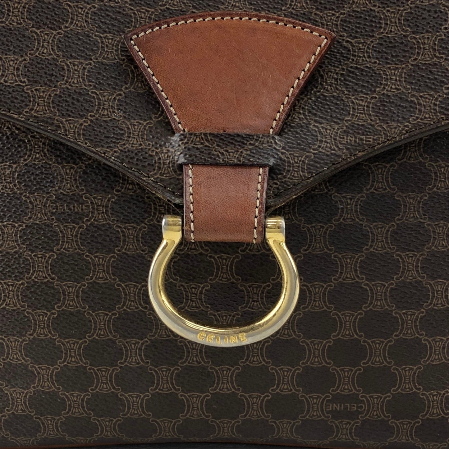 CELINE Macadam Horseshoe Shoulder bag Brown Vintage uuau5i