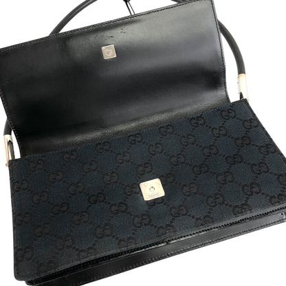 GUCCI Interlocking GG Canvas Shoulder bag Black Vintage 2tc23f