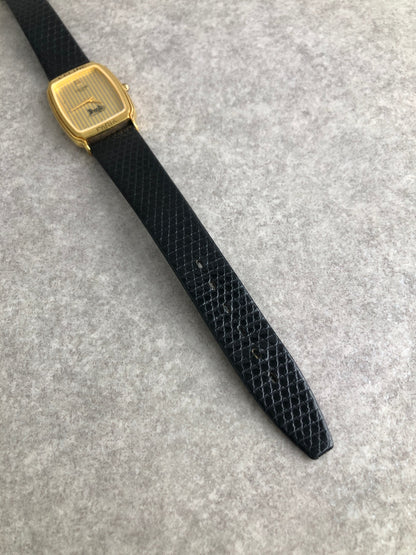 CELINE Horse Carriage Watch Gold×Black Vintage 4c7zjb