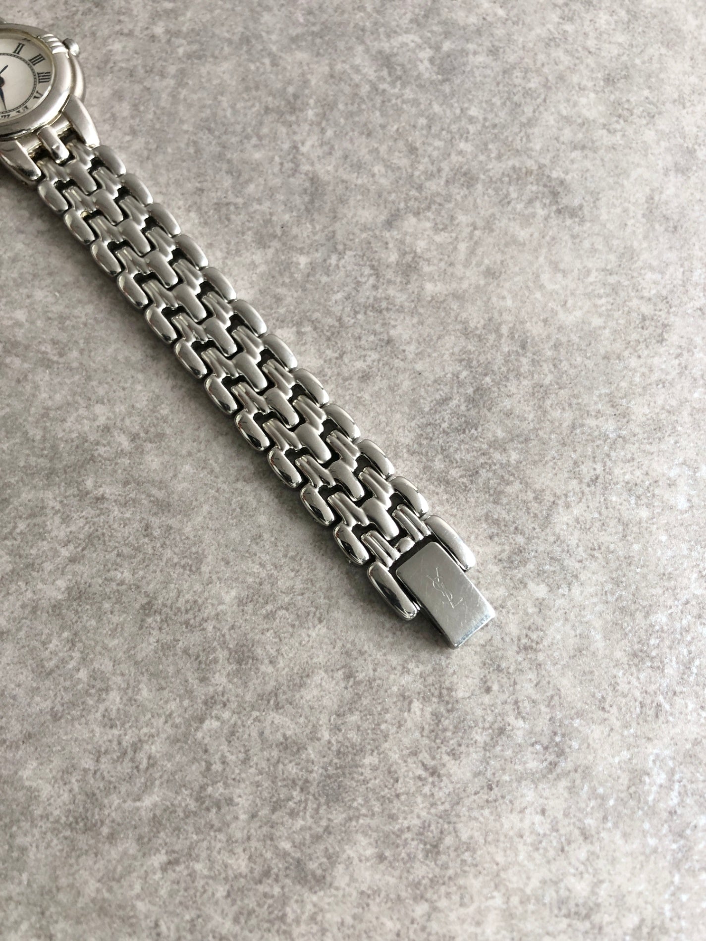 Yves Saint Laurent YSL Logo Watch Silver Vintage cibzk8