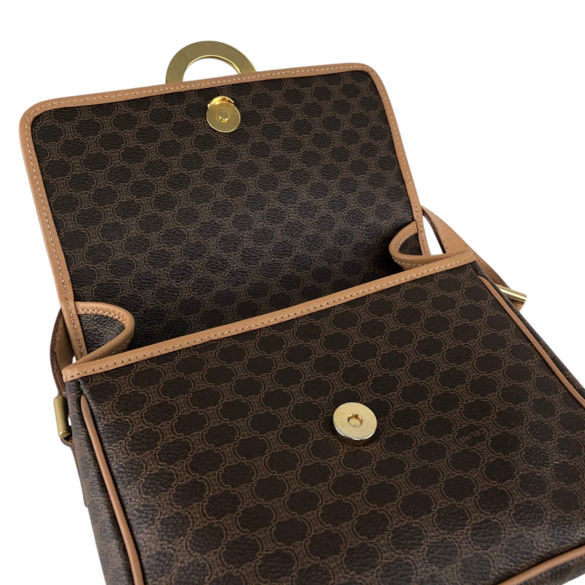CELINE Macadam Circle Logo Shoulder bag Brown Vintage 4ks7pb