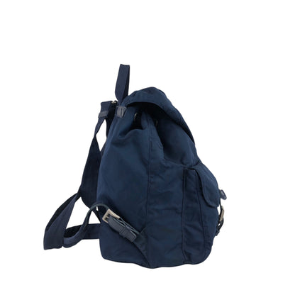 PRADA Triangle Logo Double Pocket Backpack Navy Vintage 7x3s5r