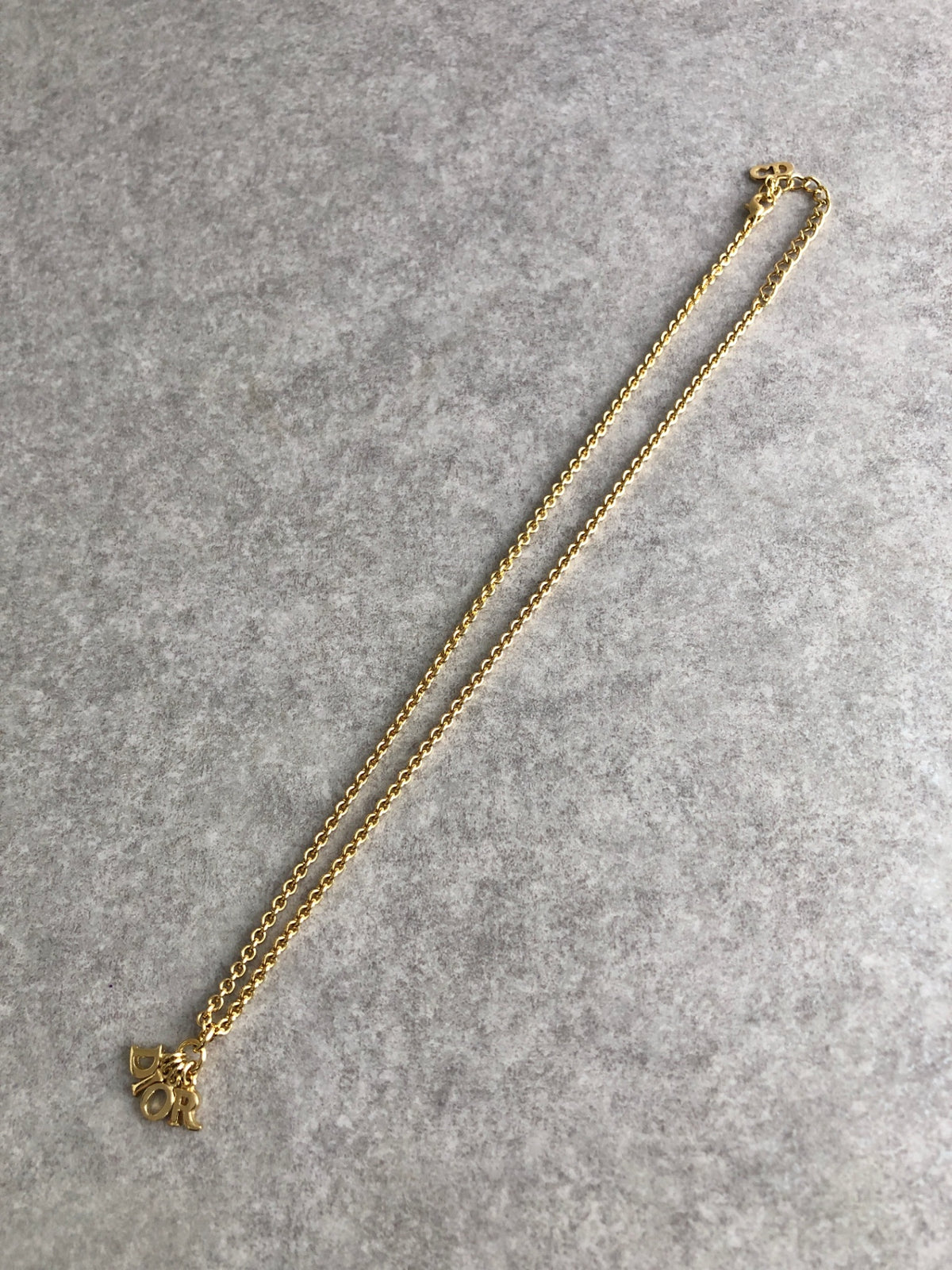 Christian Dior Logo Motifds Necklace Gold Vintage kajf7f