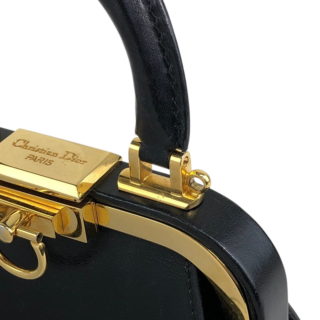 Christian Dior Metal Clasp Minibag Two-way Handbag Shoulder bag Black Vintage hrxzwn