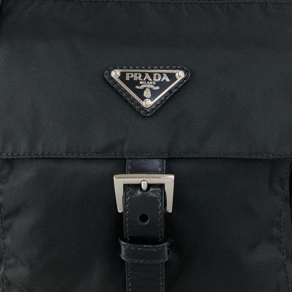 PRADA Tessuto Triangle Logo Front Buckle Shoulder bag Black Vintage 6dj6hu