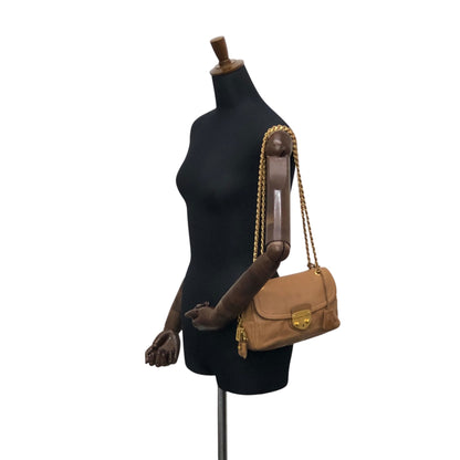PRADA Logo Front Buckle Chain Shoulder bag Brown Vintage gkm4zp