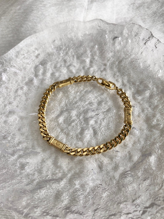 Christian Dior Logo Bracelet Gold Vintage 78253e