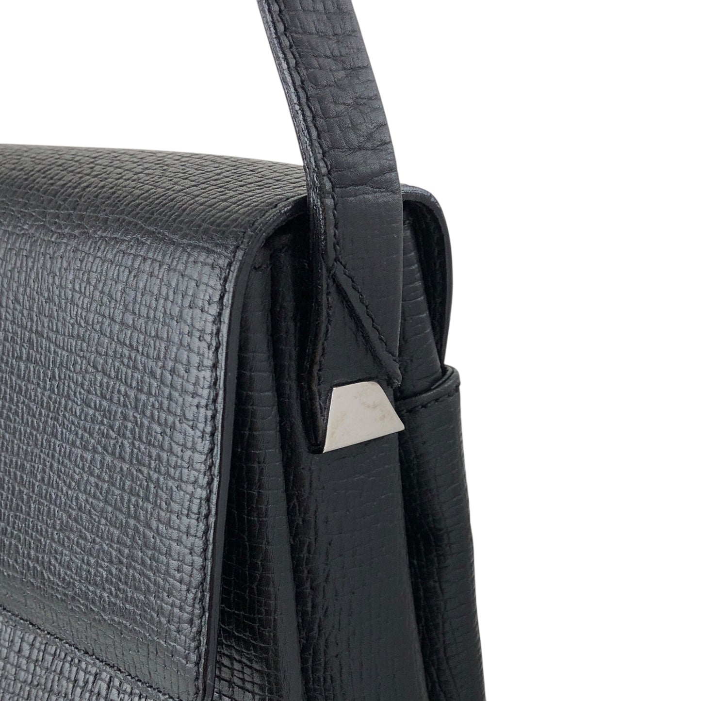 LOEWE Logo Embossed Shoulder bag Black Vintage htcz22