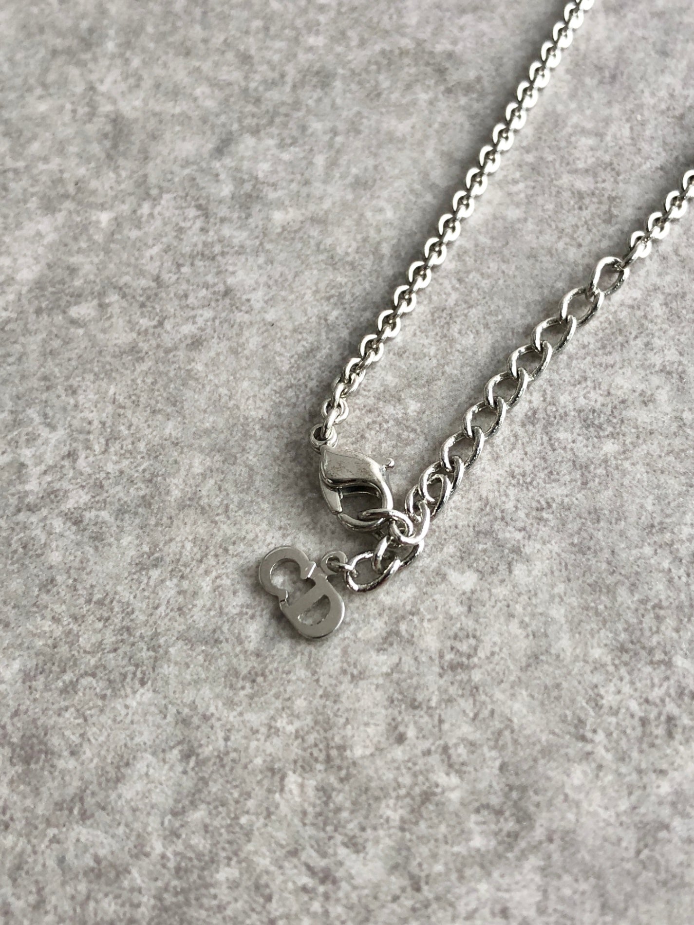 Christian Dior Logo Motif Necklace Silver Vintage k3zu24