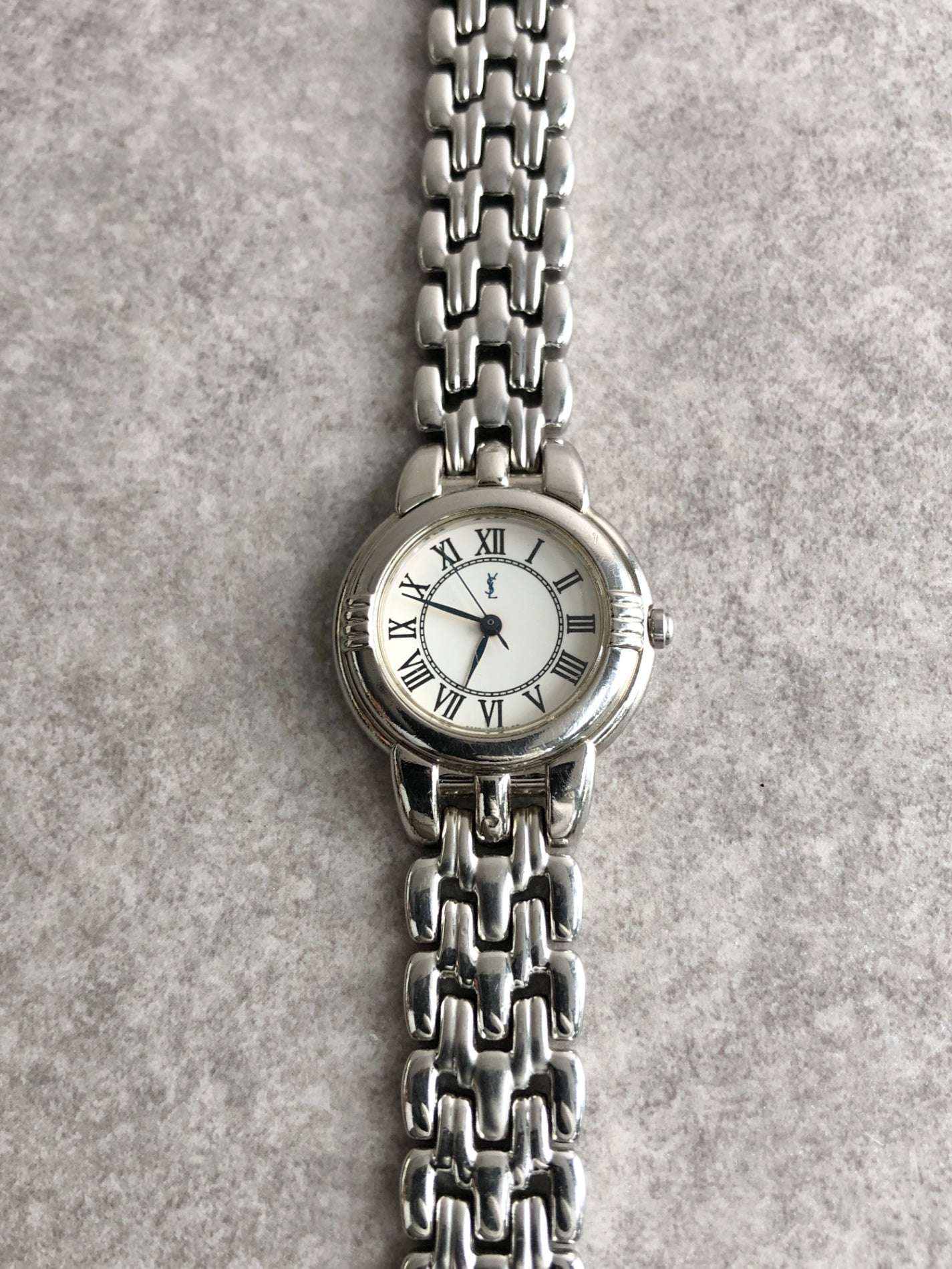 Yves Saint Laurent YSL Logo Watch Silver Vintage cibzk8