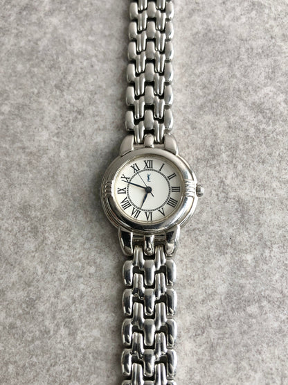 Yves Saint Laurent YSL Logo Watch Silver Vintage cibzk8