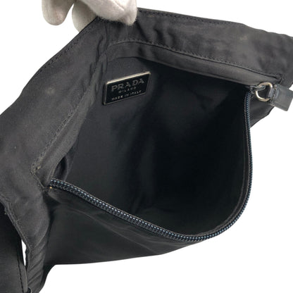 PRADA Tessuto Triangle Logo Shoulder bag Black Vintage h7a6s3