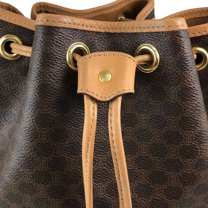 CELINE Macadam Drawstring Shoulder bag Brown Vintage 4wnnyy