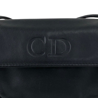 Christian Dior CD Logo Embossed Small Shoulder bag Black Vintage ee2nsk