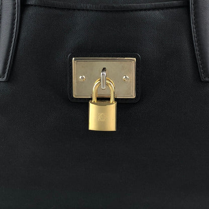 LOEWE Anagram Padlock Small Boston bag Handbag Black Vintage xazh3e