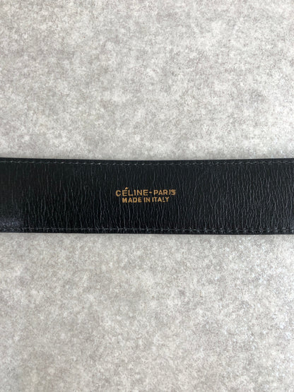 CELINE Horse Carriage Belt Black Vintage 4tryf3