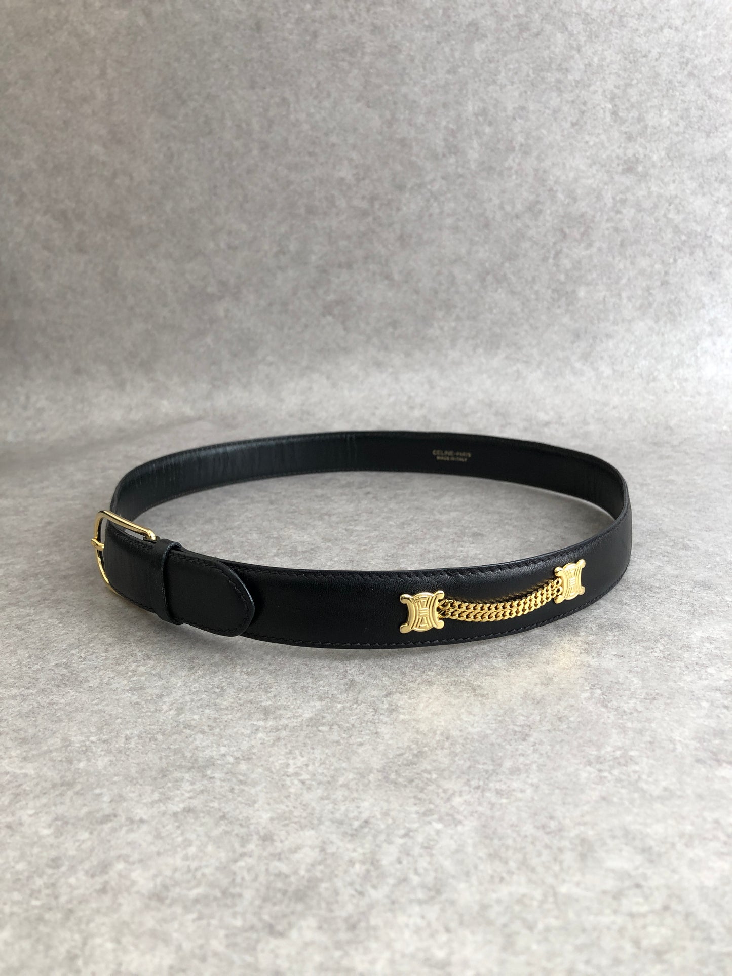 CELINE Triomphe Belt Black Vintage uw4euk