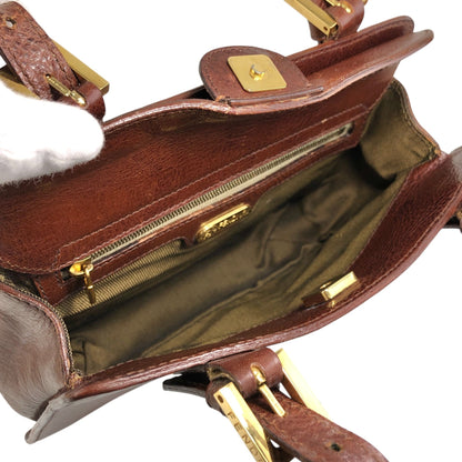 FENDI Logo Embossed Handbag Brown Vintage 8dvn7y