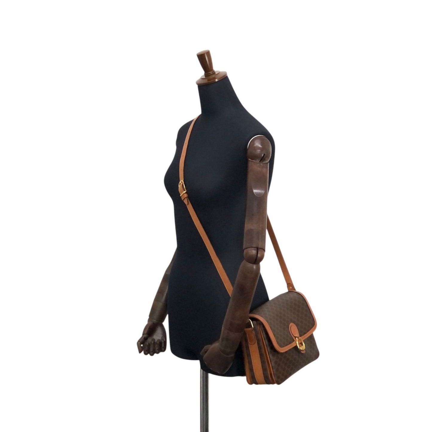 CELINE Macadam Horse Bit Shoulder bag Brown Vintage mcvths