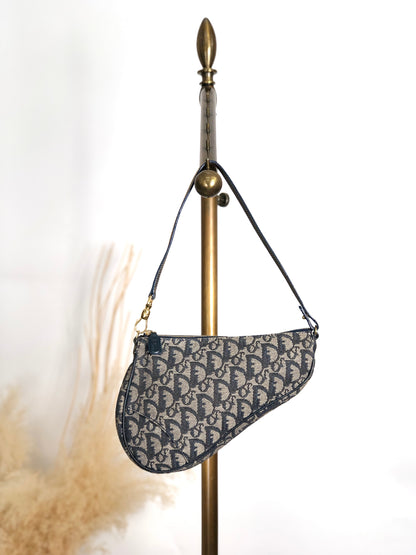 Christian Dior Trotter Small Handbag Shoulder bag Navy Vintage szr3xn