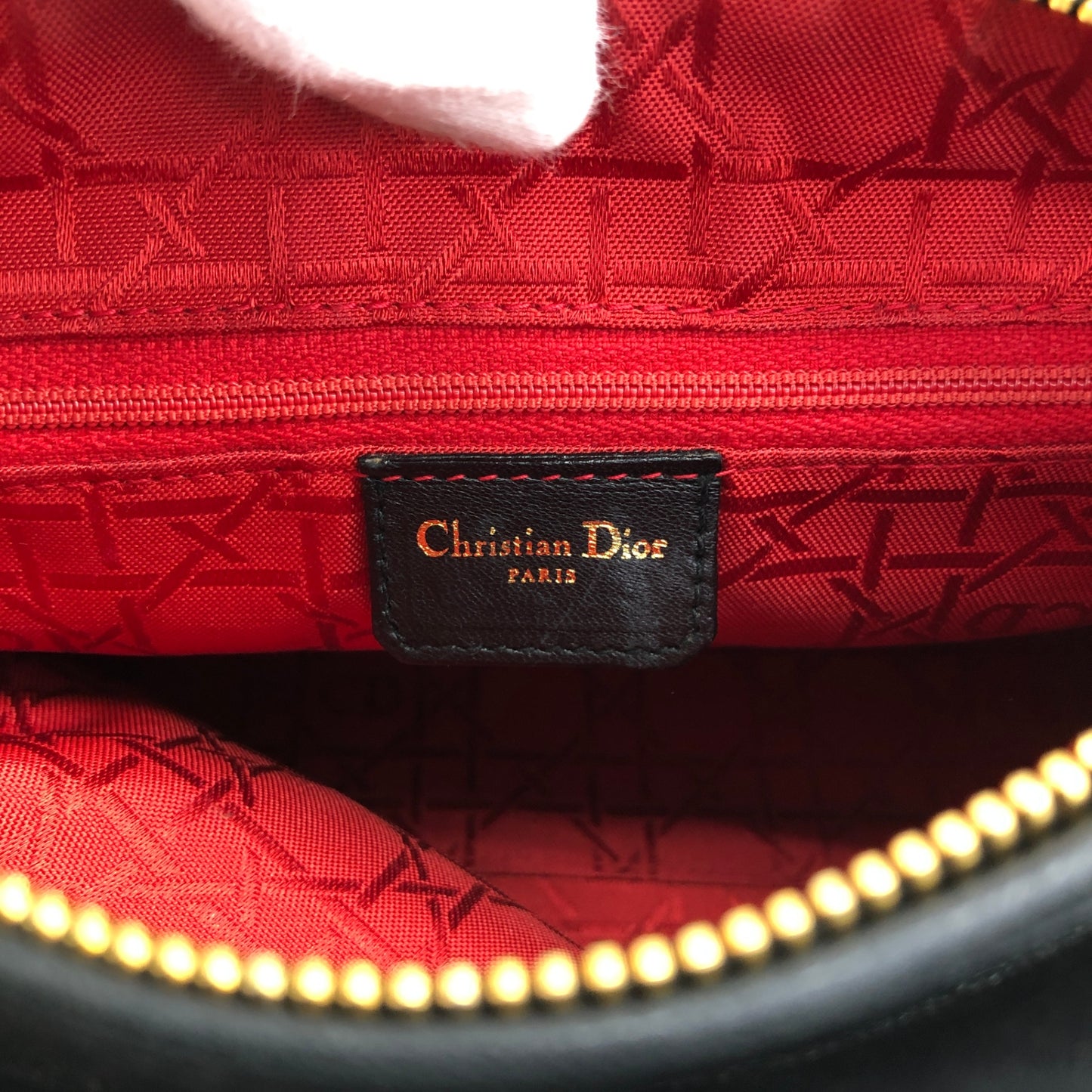 Christian Dior Lady Dior Cannage Charm Handbag Black Vintage 5udh48