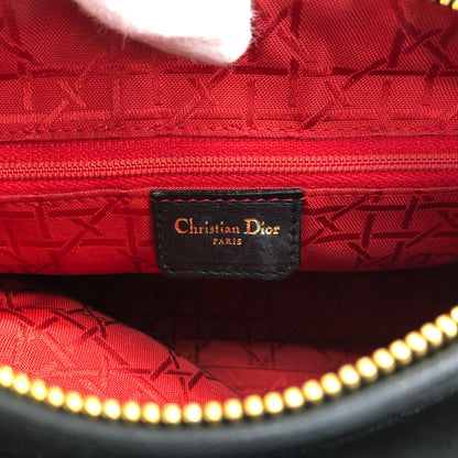 Christian Dior Lady Dior Cannage Charm Handbag Black Vintage 5udh48