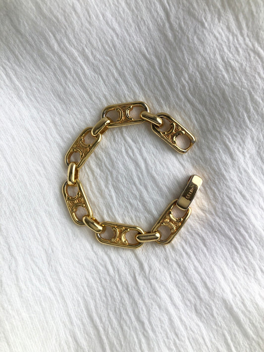 CELINE Triomphe Bracelet Gold Vintage wie5kj