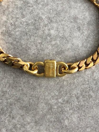 CELINE Stone Bracelet Gold Vintage uwc5j4