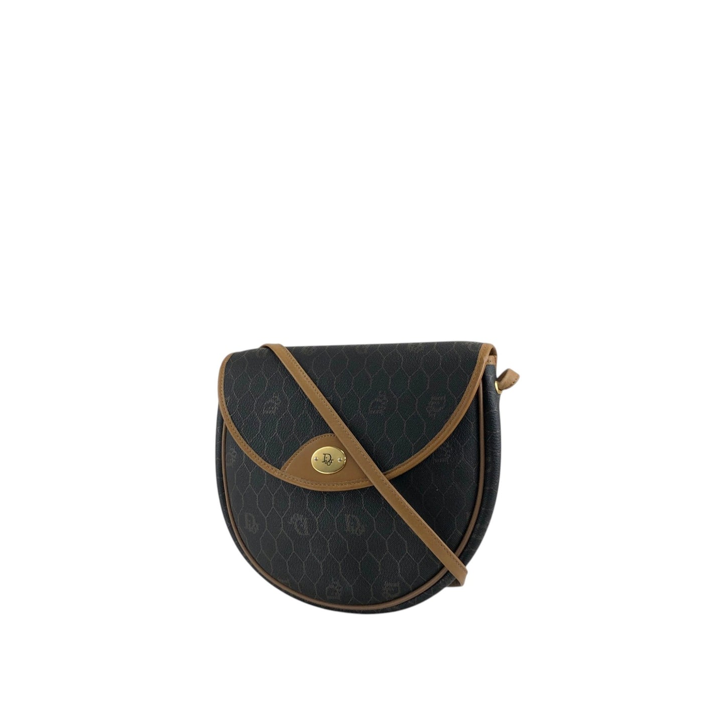 Christian Dior Honeycomb Pattern Logo Shoulder bag Black Vintage j8jdng