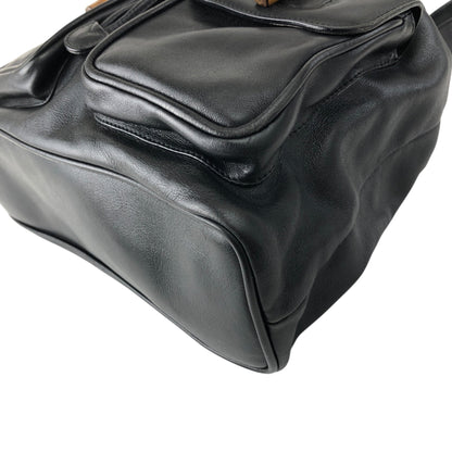 GUCCI Bamboo Front Buckle Backpack Black Vintage gaic2f