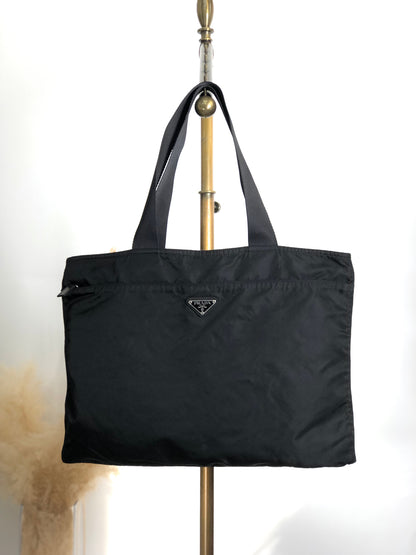 PRADA Tessuto Triangle Logo Totebag Black Vintage gc7j3j