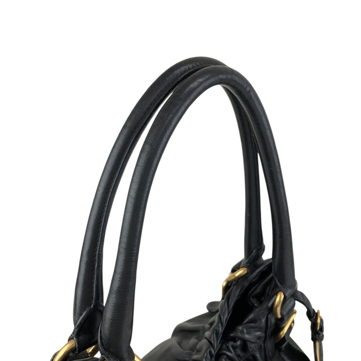 PRADA Logo Shoulder bag Hobobag Black Vintage k2n6cf