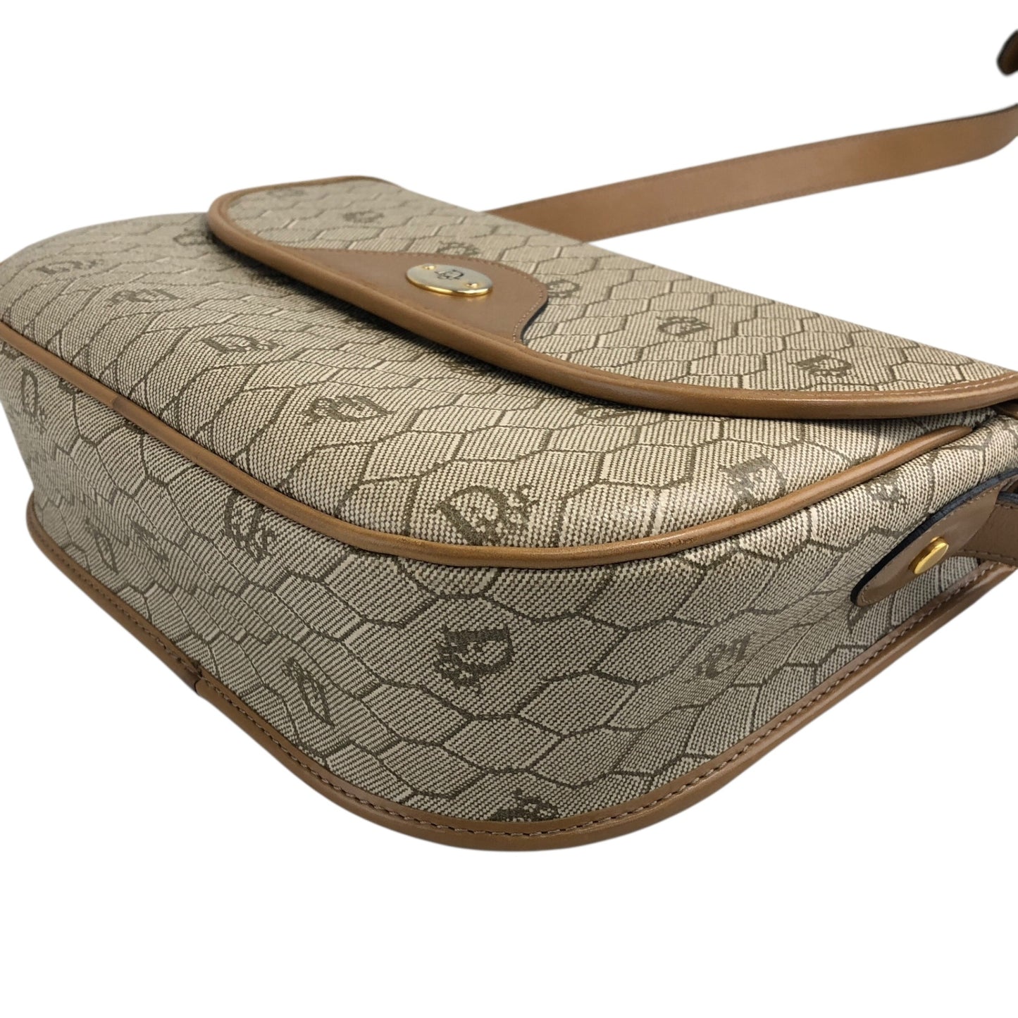 Christian Dior Honeycomb Pattern Shoulder bag Beige Vintage 7cr6d8