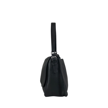 PRADA Logo Embossed Front Buckle Shoulder bag Black Vintage u2jbxr