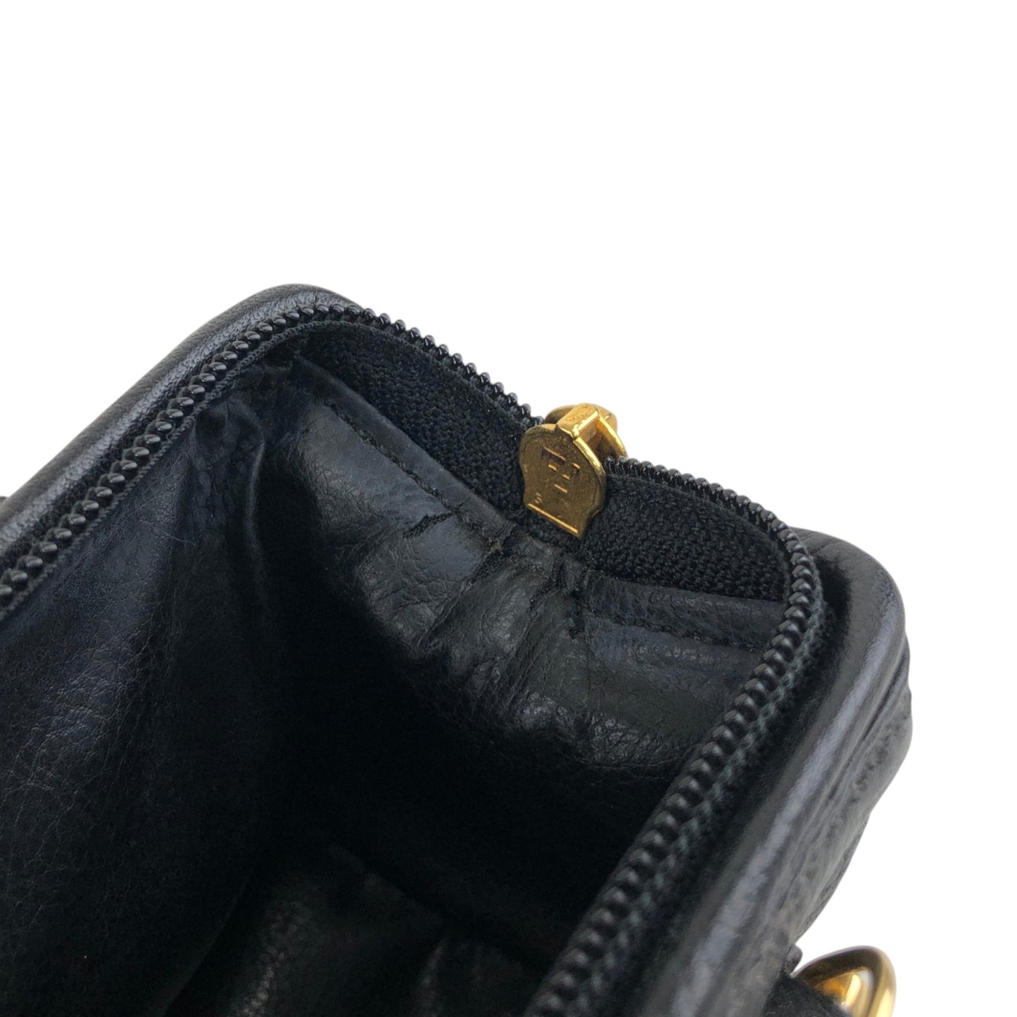 FENDI Logo Two-way Handbag Shoulder bag Black Vintage h8ka2h