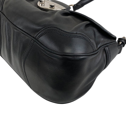 PRADA Front Buckle Handbag Black Vintage 5dmfc4
