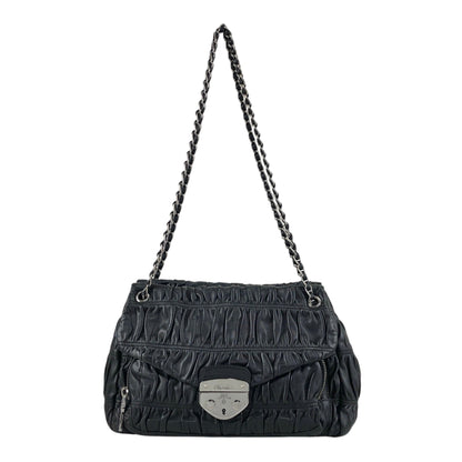 PRADA Logo Lock Chain Shoulder bag Black Vintage v87v8v