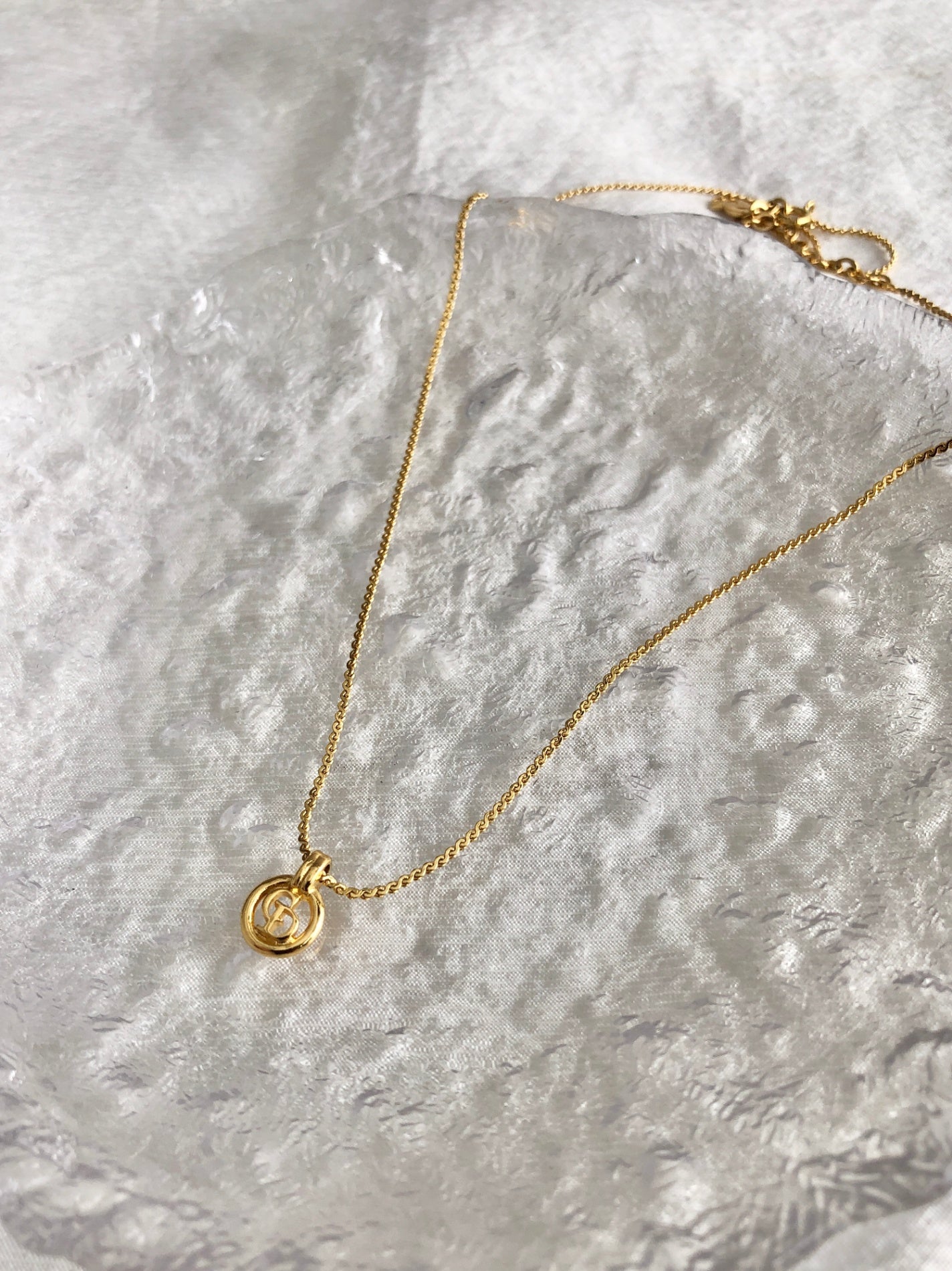Christian Dior CD Logo Necklace Gold Vintage cjpnm8