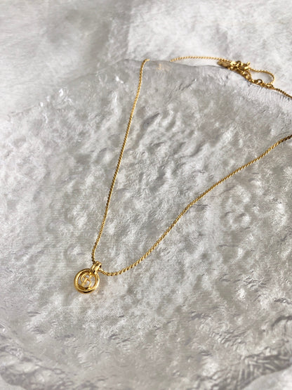 Christian Dior CD Logo Necklace Gold Vintage cjpnm8