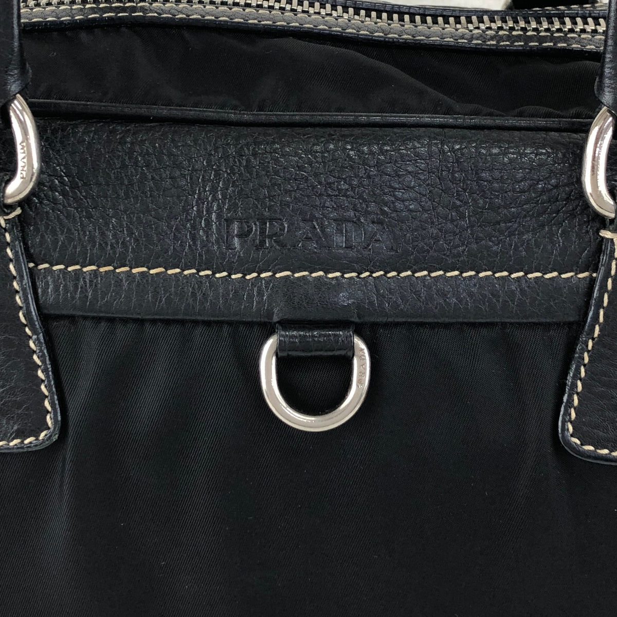 PRADA Logo Boston bag Totebag Black Vintage b57rj5