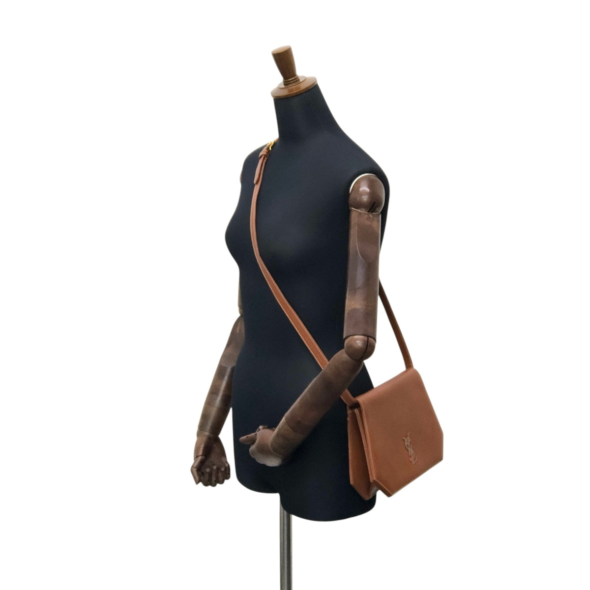 Yves Saint Laurent YSL Logo Flap Shoulder bag Brown Vintage 47s5y8